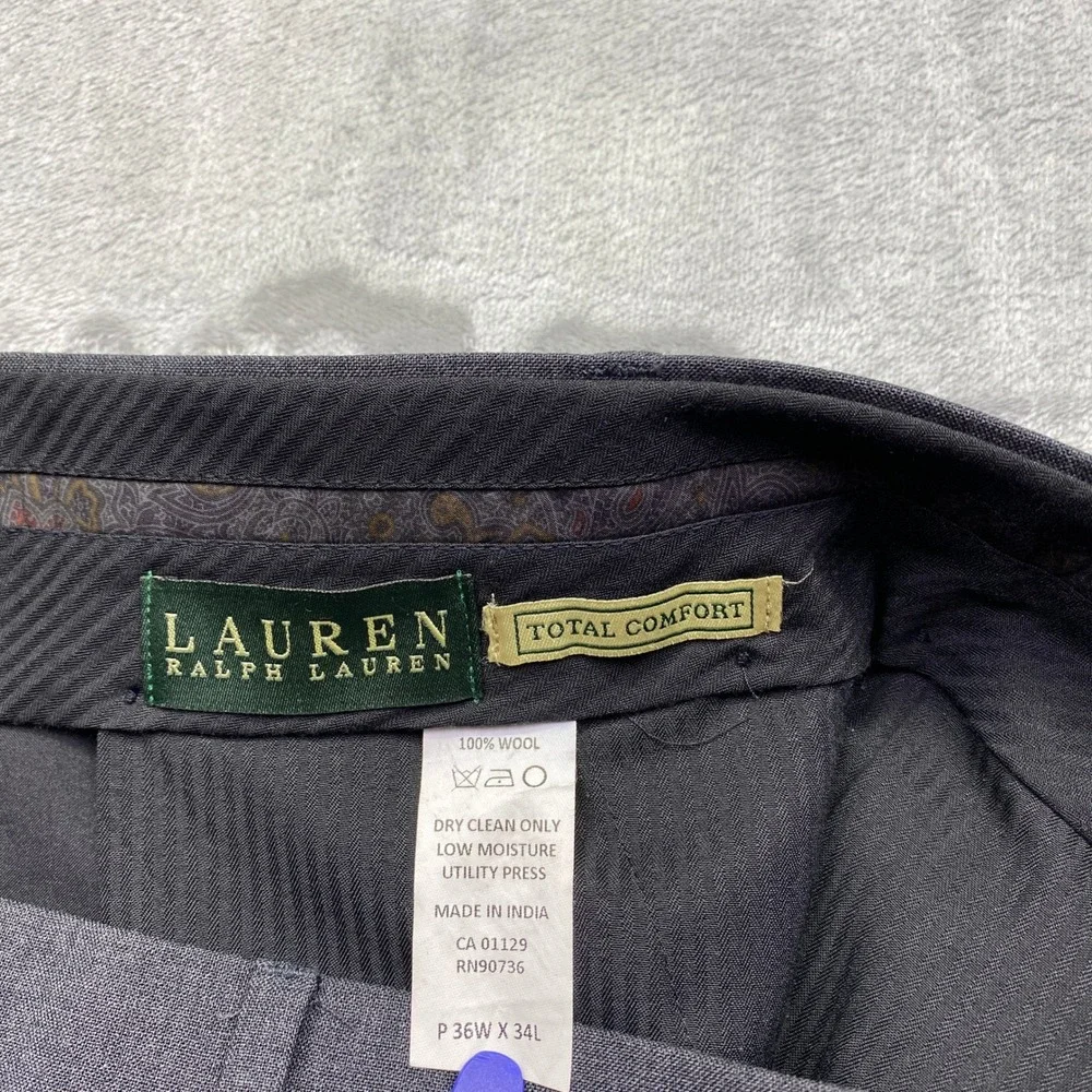 Lauren Ralph Lauren Men's Charcoal Wool Dress Pants Sz 36 Fits 35